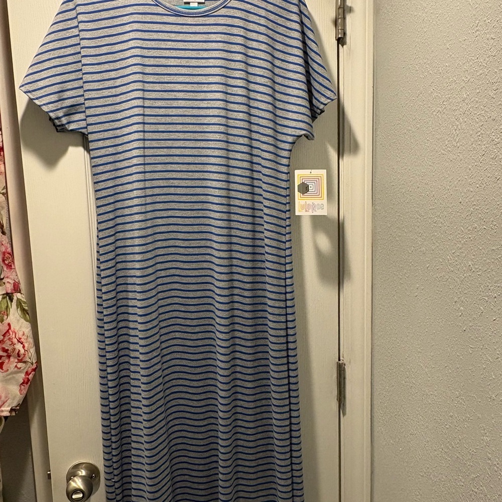 Blue Striped LuLaroe T-Shirt Dress